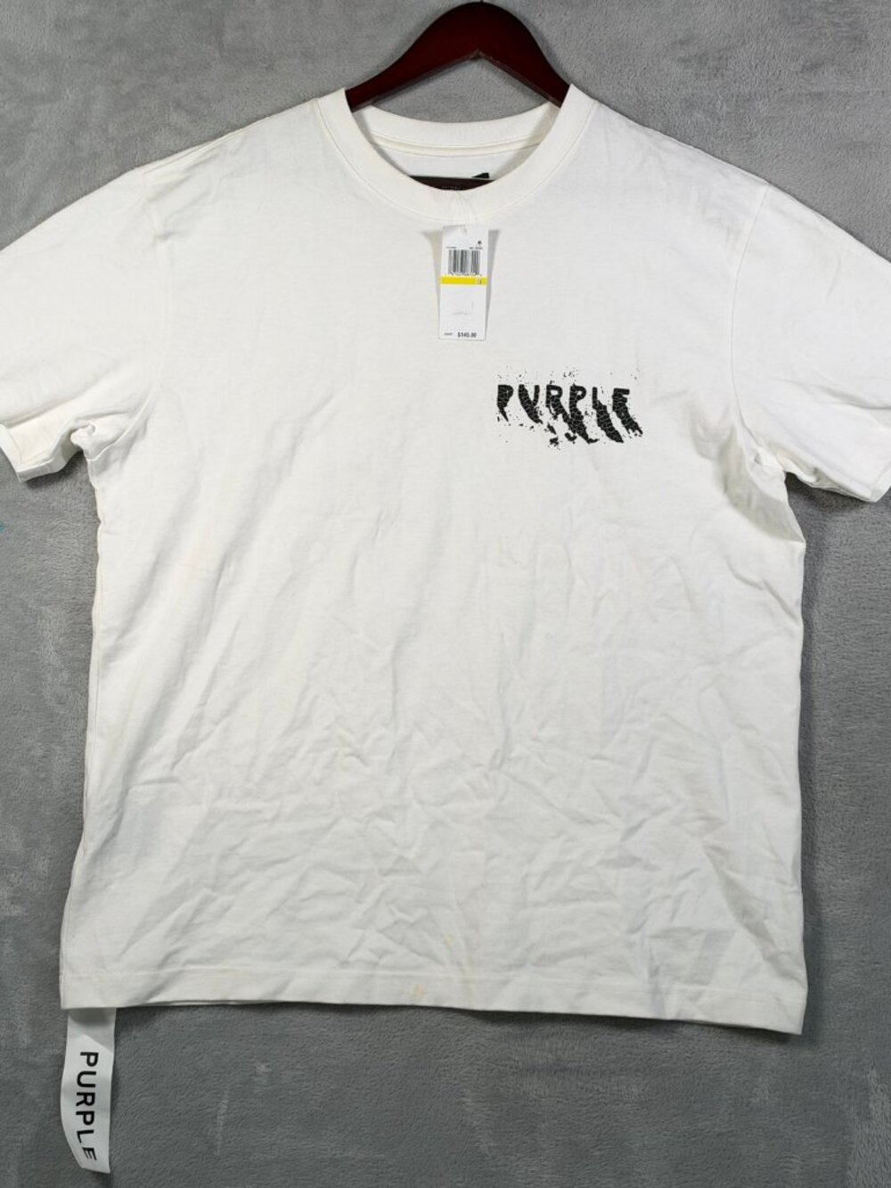 Purple Brand T Shirt Mens M White Oversized Short Sleeve Painted Wordmark $145